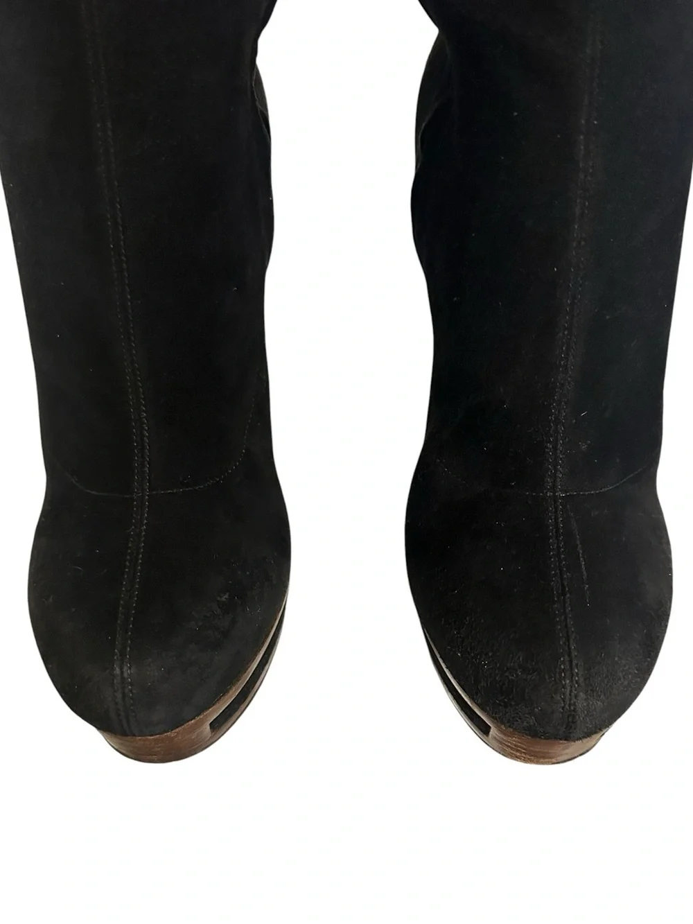 GUCCI Alonya Black Suede OTK Platform Heeled Boots